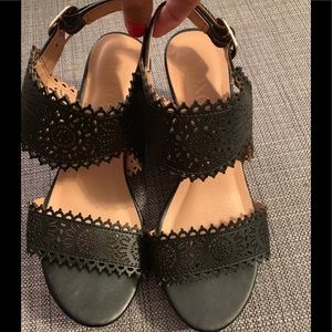 XOXO Black lace wedge heel